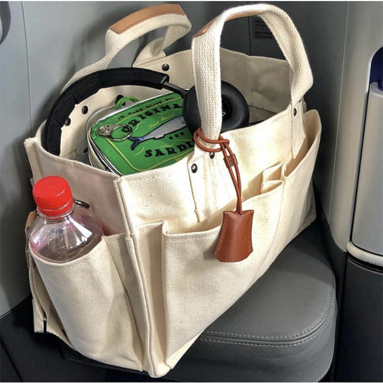 Canvas Multi-Pocket Tote Bag