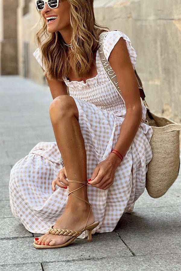 Elara | Langes kariertes Kleid