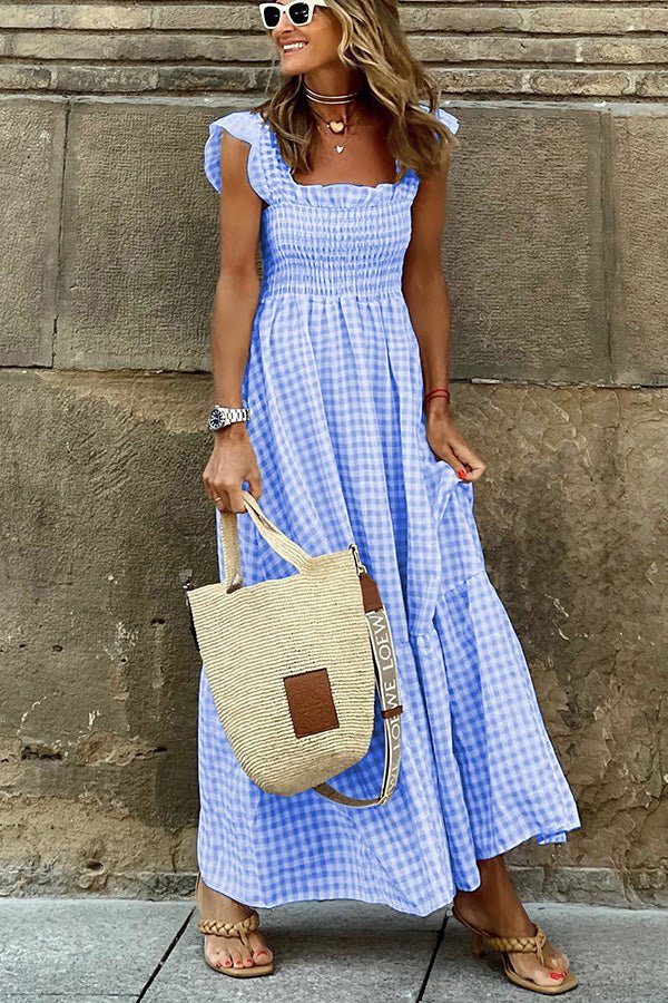 Elara | Langes kariertes Kleid
