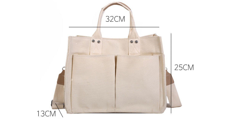 Canvas Multi-Pocket Tote Bag