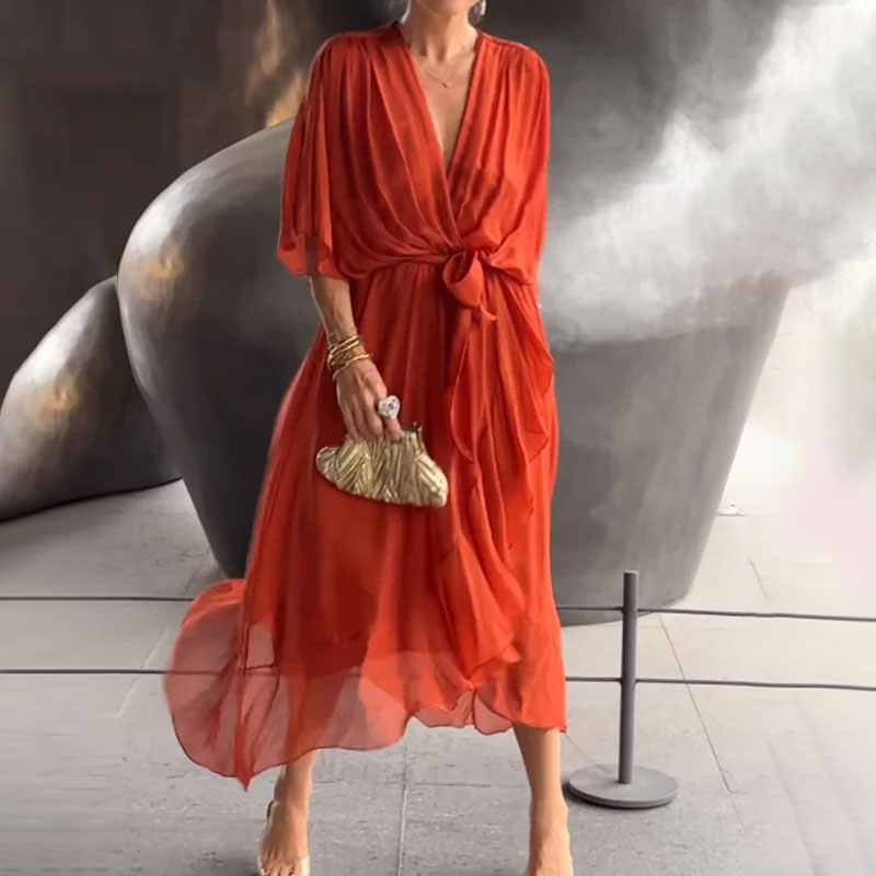 BRENDA™ - ELEGANT V-NECK DRESS