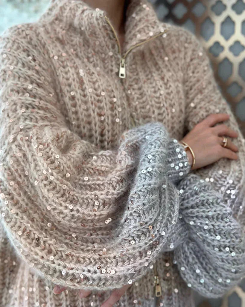Cassidy | Glittering Silk Cardigan Sweater