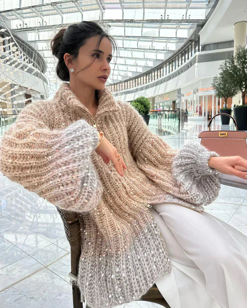 Cassidy | Glitzernder Seiden-Cardigan