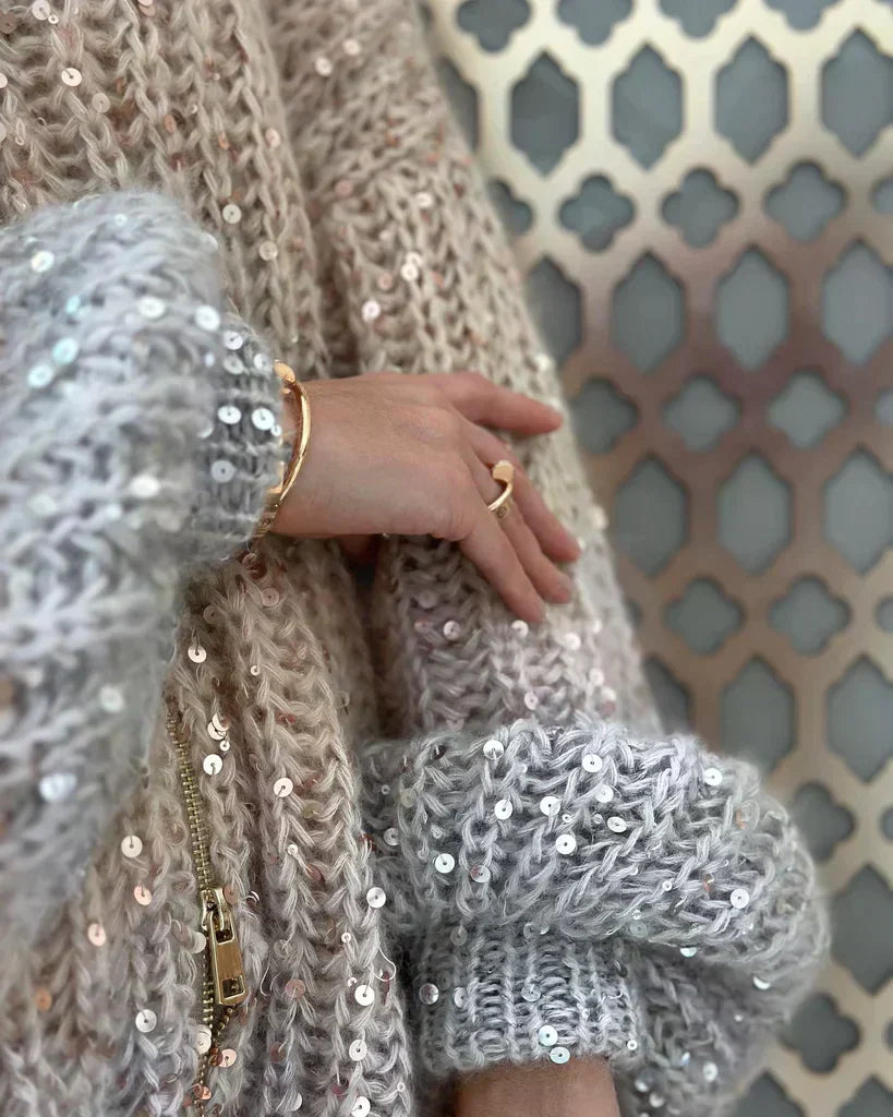 Cassidy | Glittering Silk Cardigan Sweater