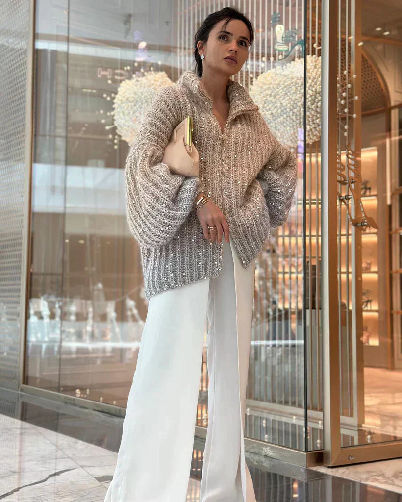 Cassidy | Glittering Silk Cardigan Sweater