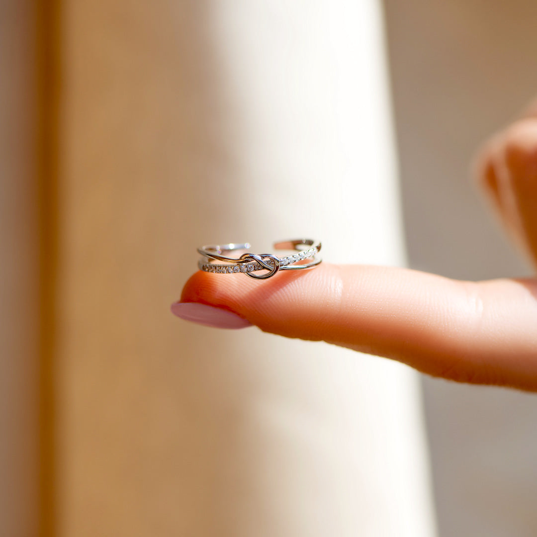 Tied By Angel's Hands - Friendship Heart Knot Ring