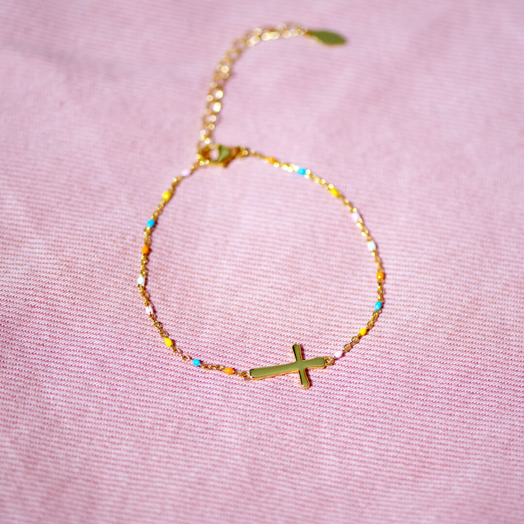 Pulsera con cruz "Pray Through It" 