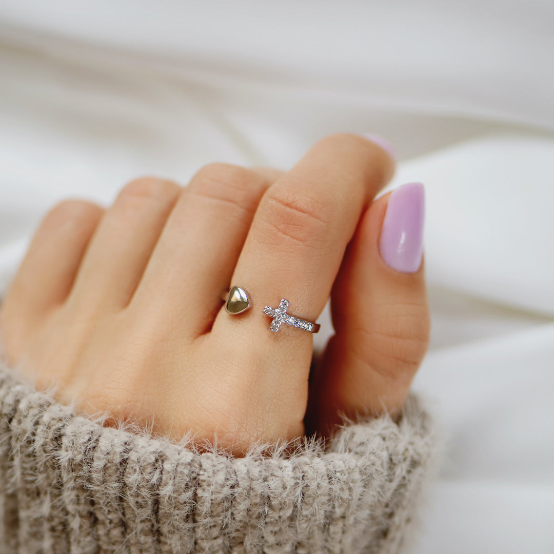 Heart and Cross Ring