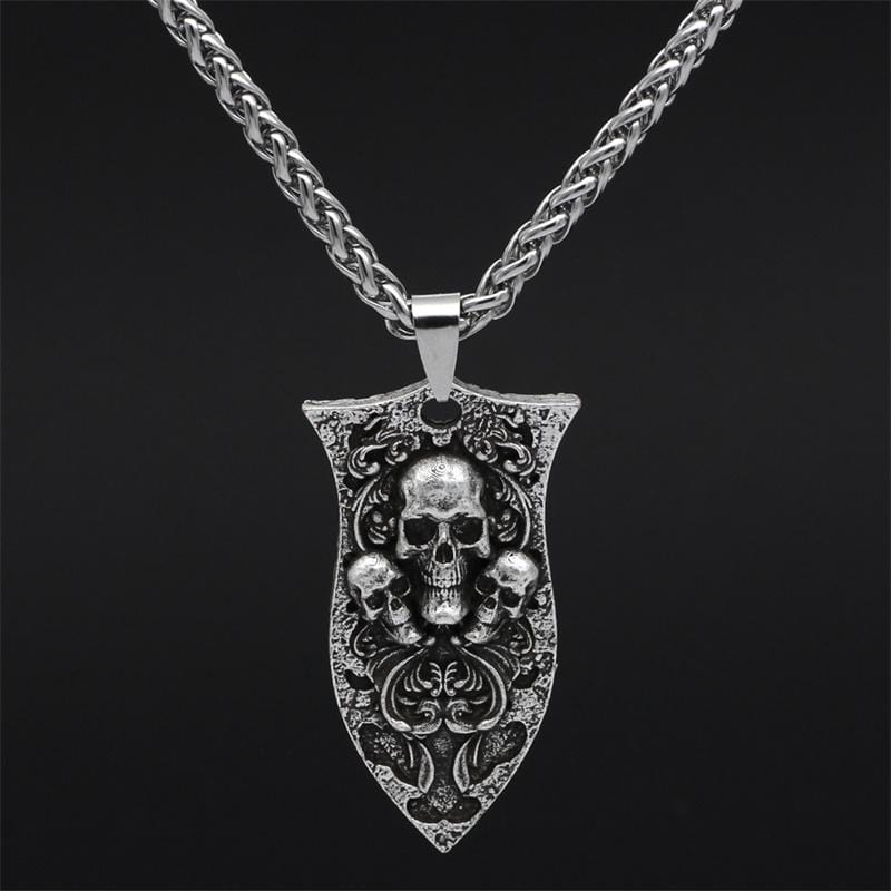 COLGANTE DE ACERO INOXIDABLE CON CALAVERA GÓTICA