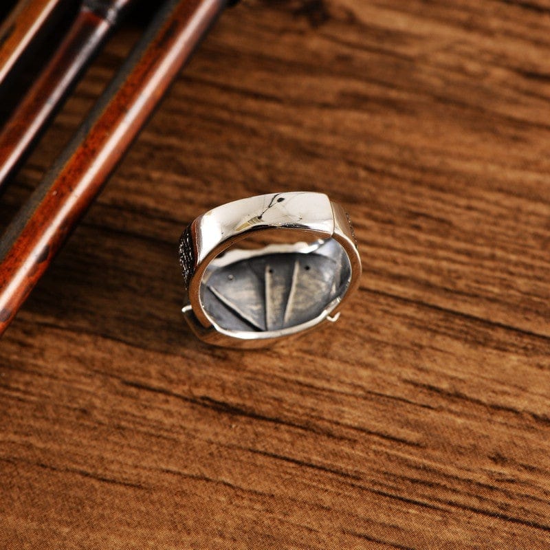 STRAIGHT FLUSH POKER CARDS SILVER RING
