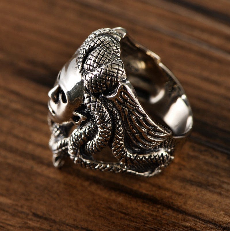 ANILLO GORGONA GRIEGA MEDUSA PLATA