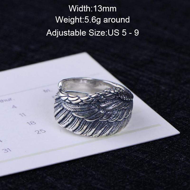 CARVED FEATHER SILVER RING