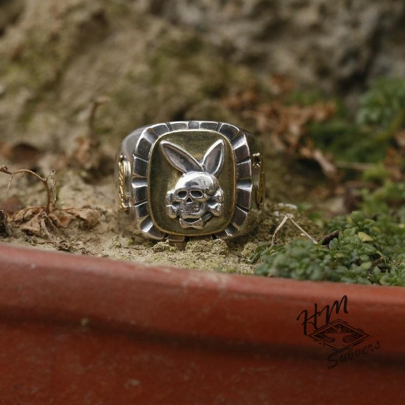 VINTAGE SKULL RABBIT SILVER RING
