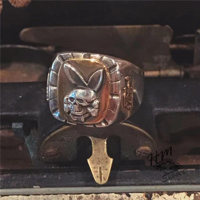 VINTAGE SKULL RABBIT SILVER RING