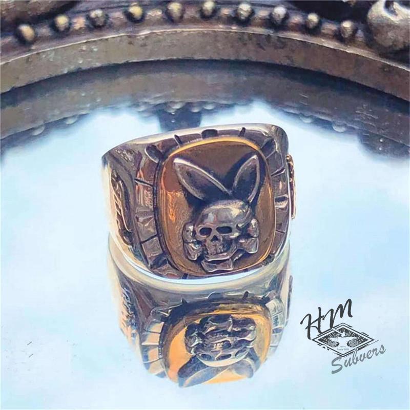 VINTAGE SKULL RABBIT SILVER RING