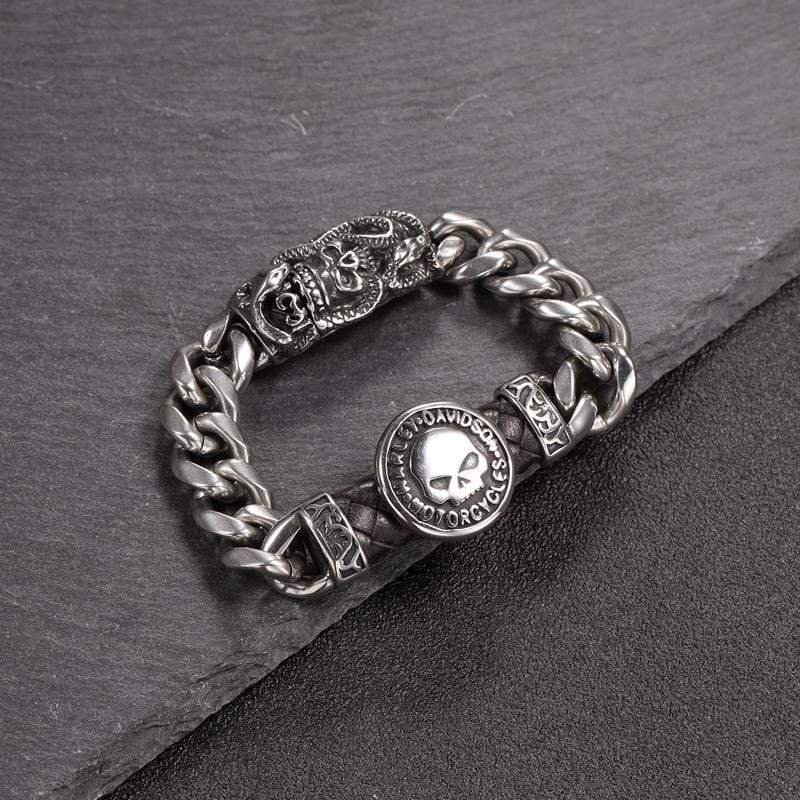 RETRO TOTENKOPF EDELSTAHLARMBAND