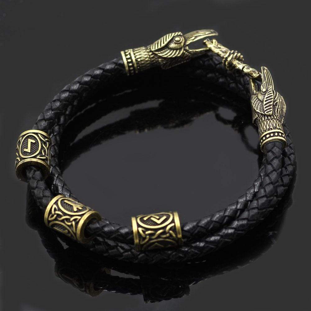 WIKINGER-ARMBAND AUS ECHTLEDER-AMULETT ODIN