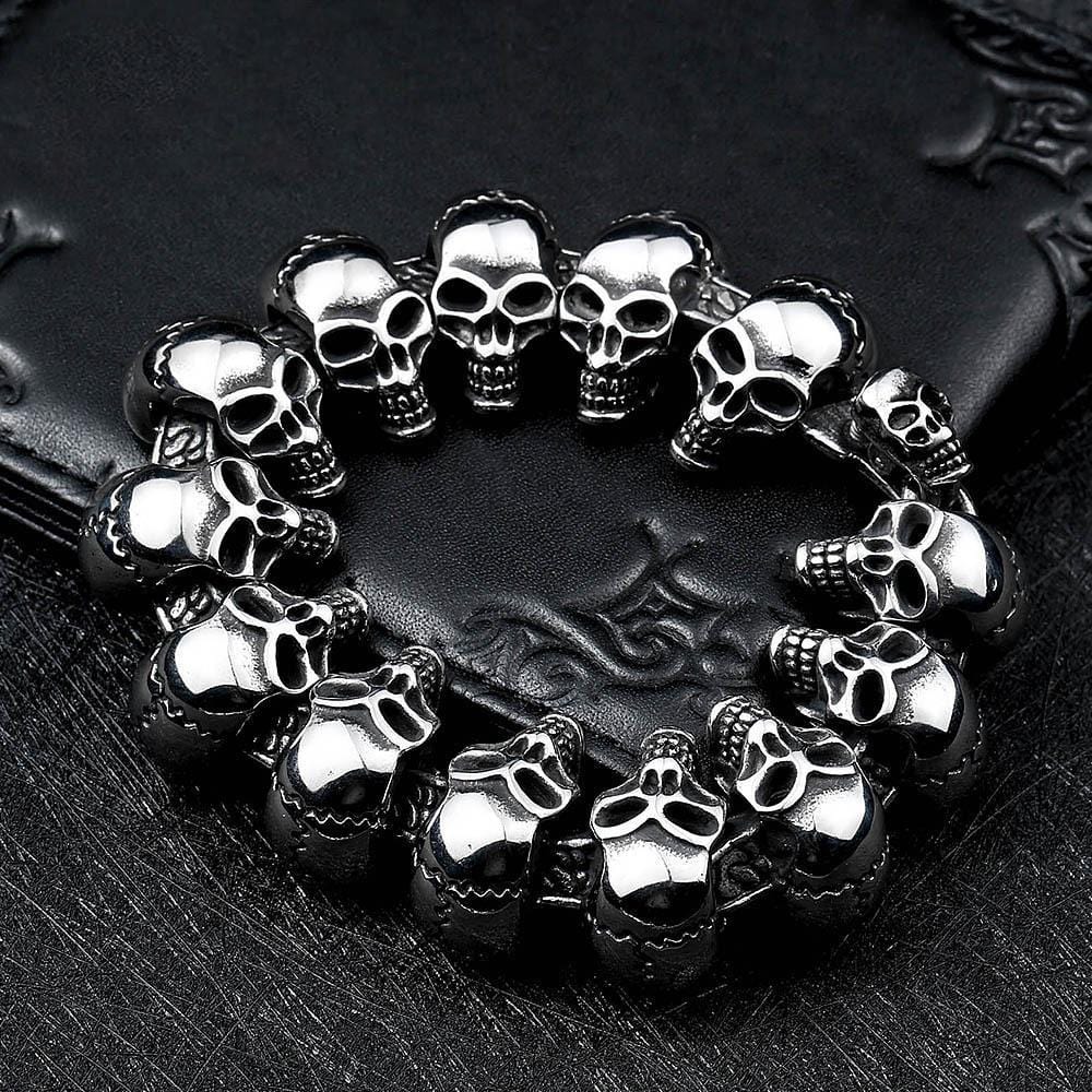 PUNK-STIL EDELSTAHL TOTENKOPF ARMBAND