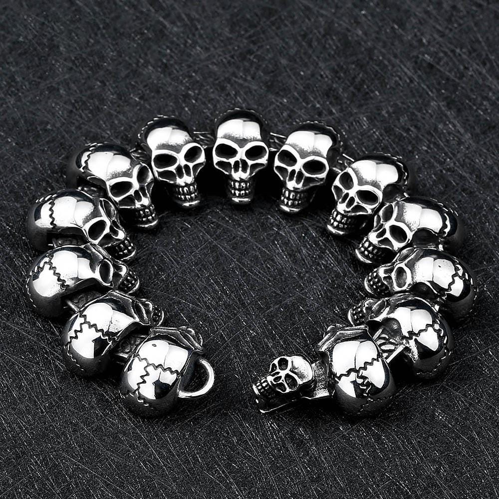 PUNK-STIL EDELSTAHL TOTENKOPF ARMBAND