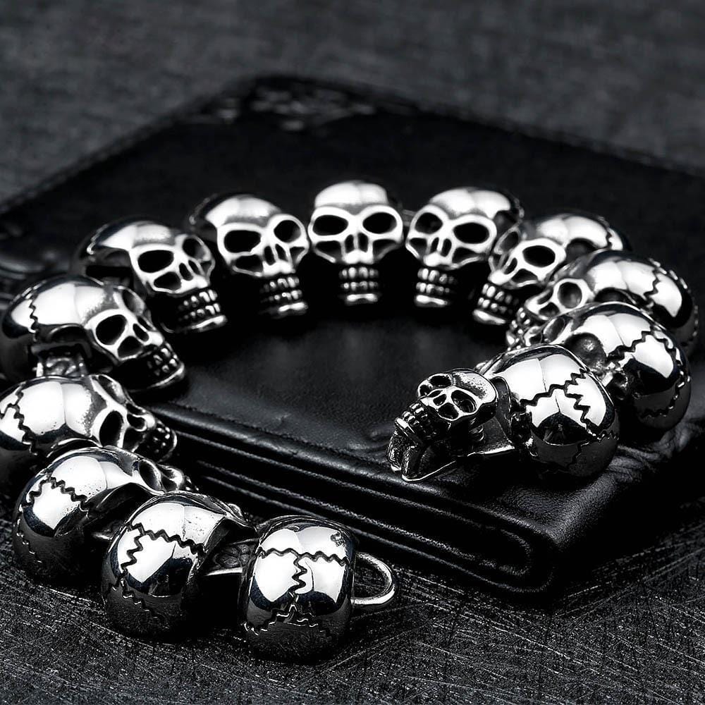 PUNK-STIL EDELSTAHL TOTENKOPF ARMBAND