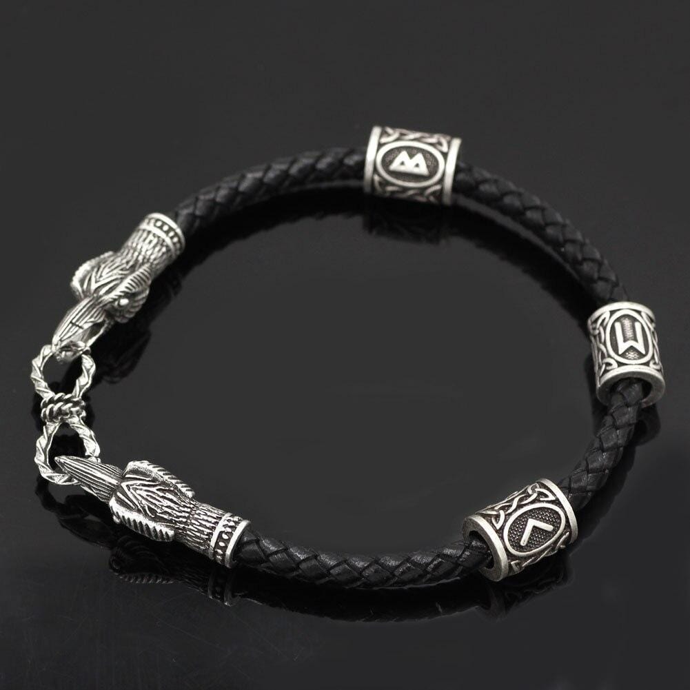 WIKINGER-ARMBAND AUS ECHTLEDER-AMULETT ODIN