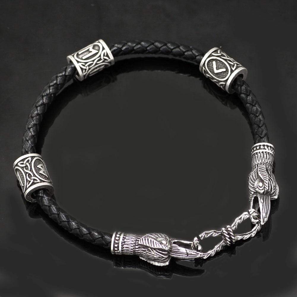 WIKINGER-ARMBAND AUS ECHTLEDER-AMULETT ODIN