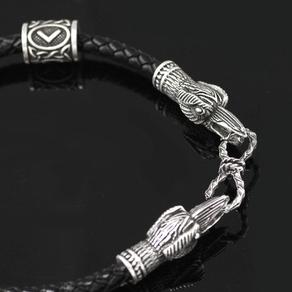 WIKINGER-ARMBAND AUS ECHTLEDER-AMULETT ODIN