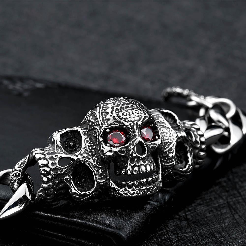 PULSERA DE ACERO INOXIDABLE CON CALAVERA VINTAGE