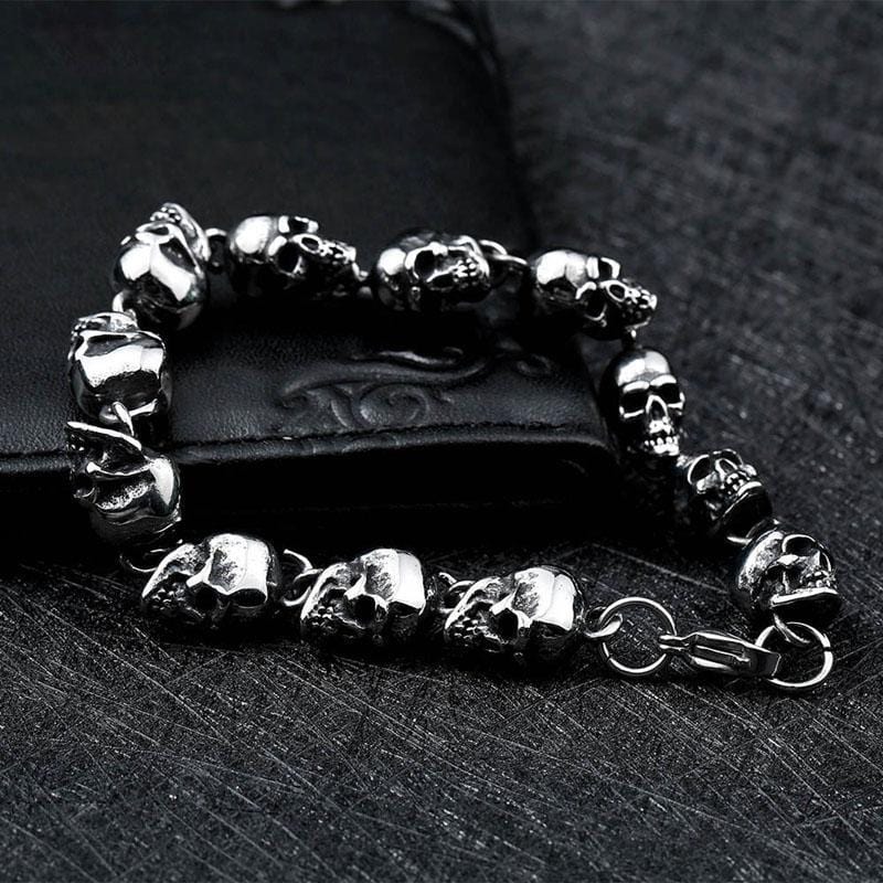 PULSERA VINTAGE DE CALAVERA DE ACERO INOXIDABLE