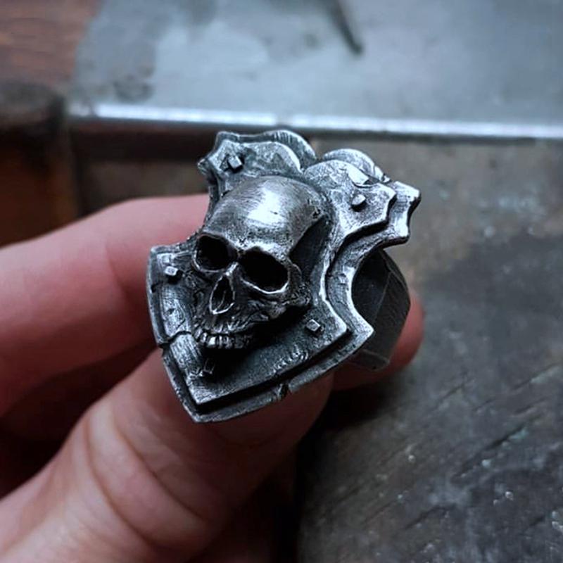 GOTHIC BIKER SKULL STAINLESS STEEL RING