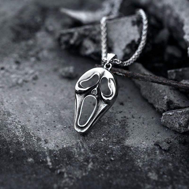 DEFORMED SKULL FACE STAINLESS STEEL PENDANT