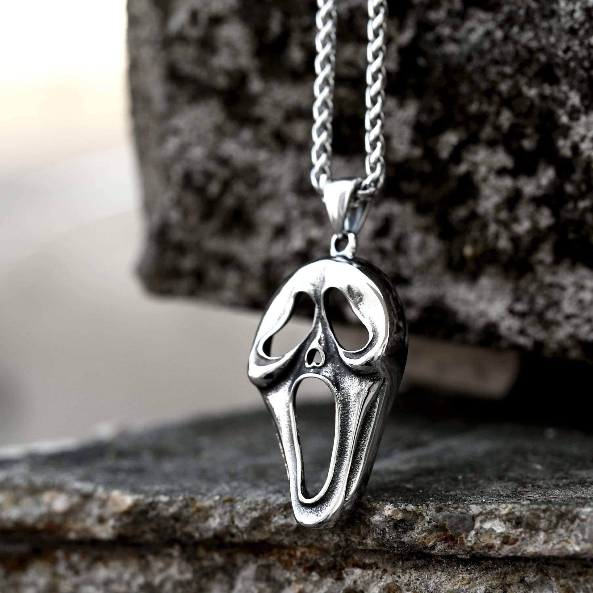 DEFORMED SKULL FACE STAINLESS STEEL PENDANT