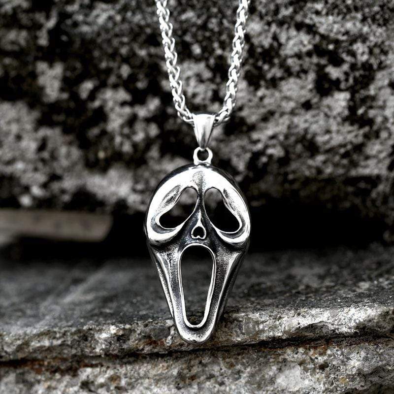 DEFORMED SKULL FACE STAINLESS STEEL PENDANT