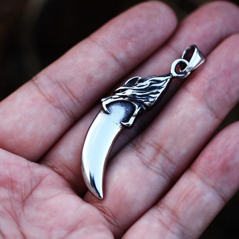 RETRO WOLF TEETH STAINLESS STEEL PENDANT