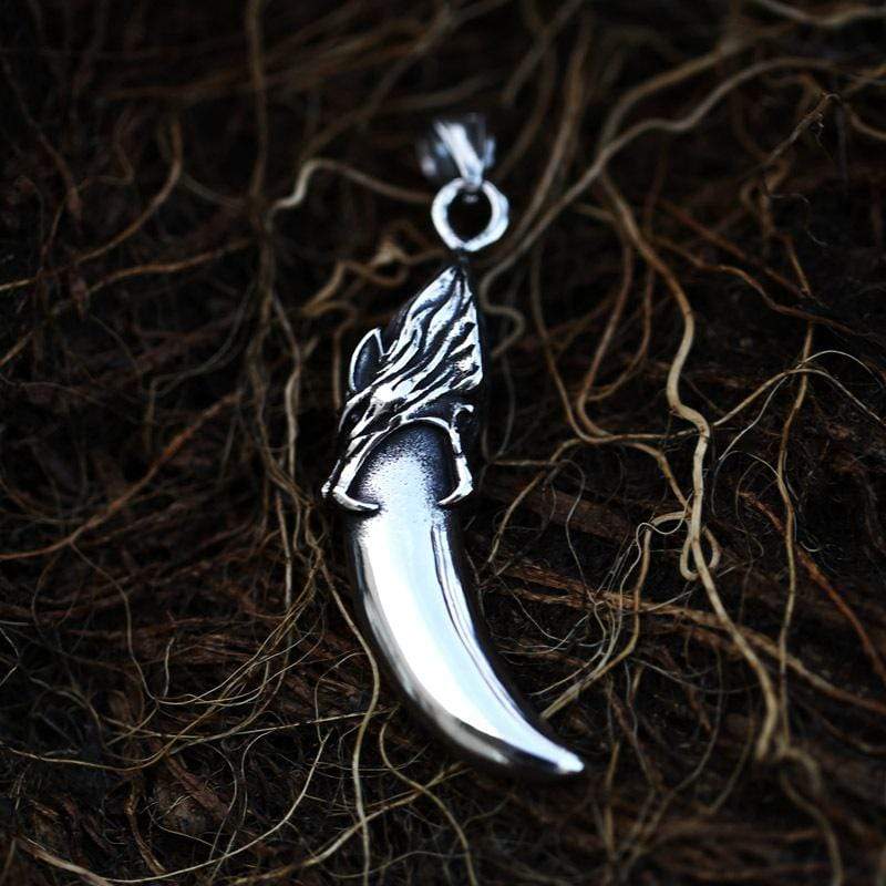 RETRO WOLF TEETH STAINLESS STEEL PENDANT