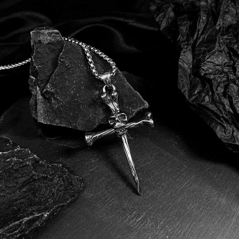 RETRO BIKER ROCK SKULL NECKLACE