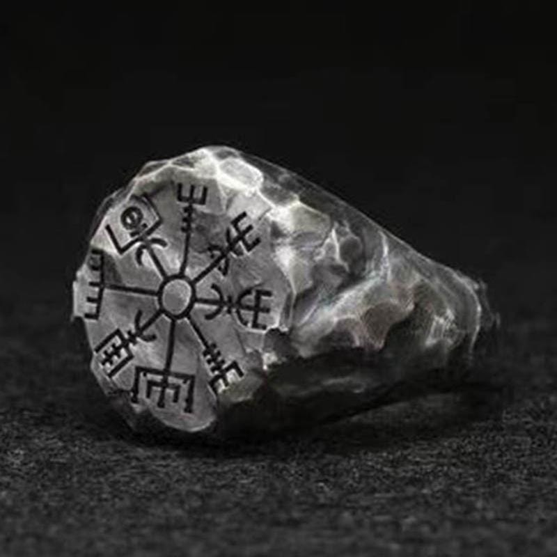 NORDIC VIKING COMPASS RUNIC RING