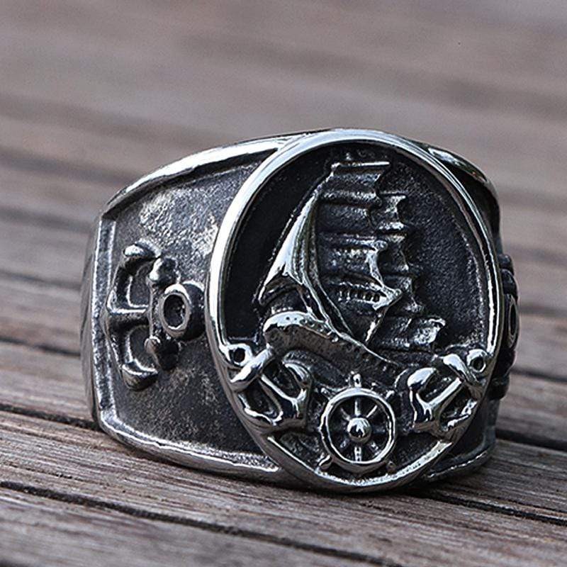 NORDISCHER WIKINGER-PIRATE-SEGELBOOT-RING