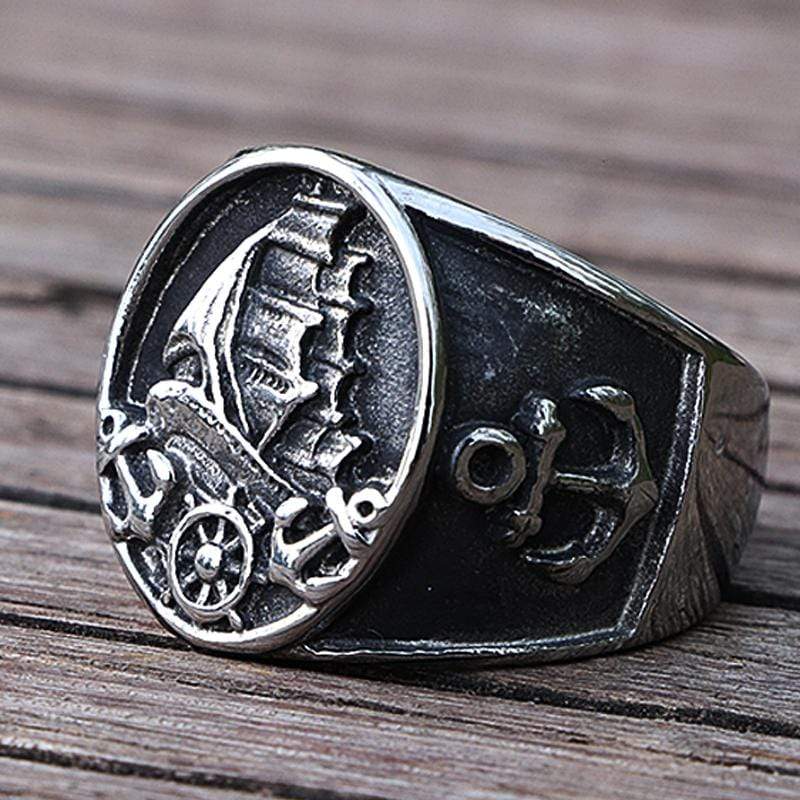 NORDISCHER WIKINGER-PIRATE-SEGELBOOT-RING
