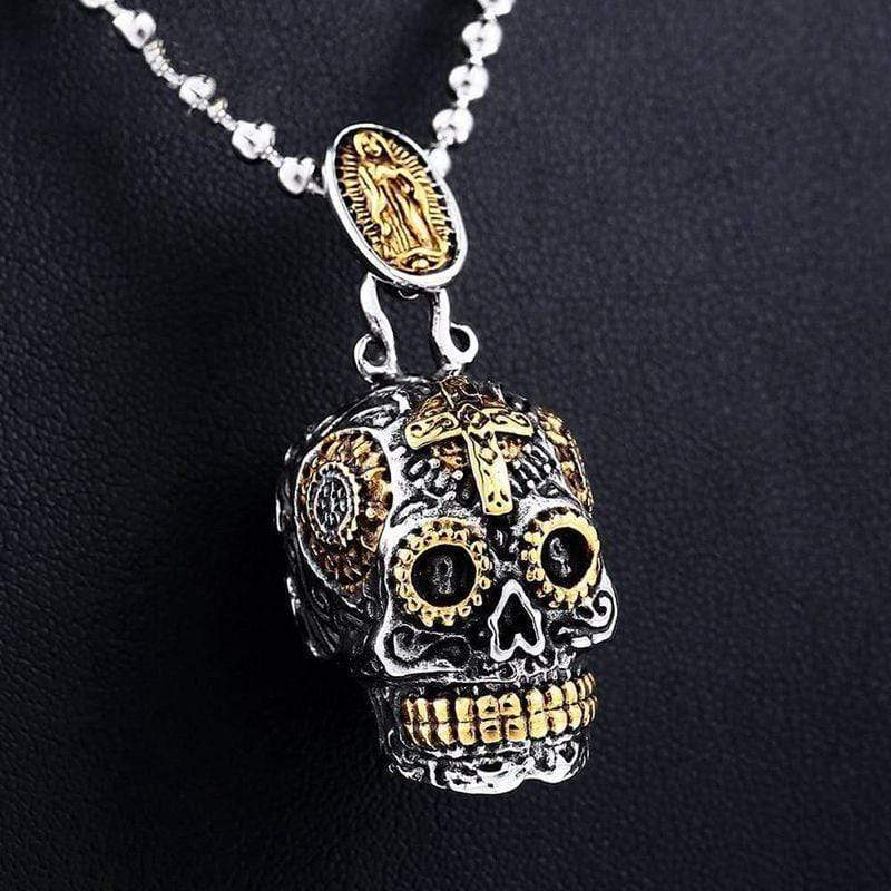 COLLAR DE ACERO INOXIDABLE CON CALAVERA HOMBRE HIP HOP