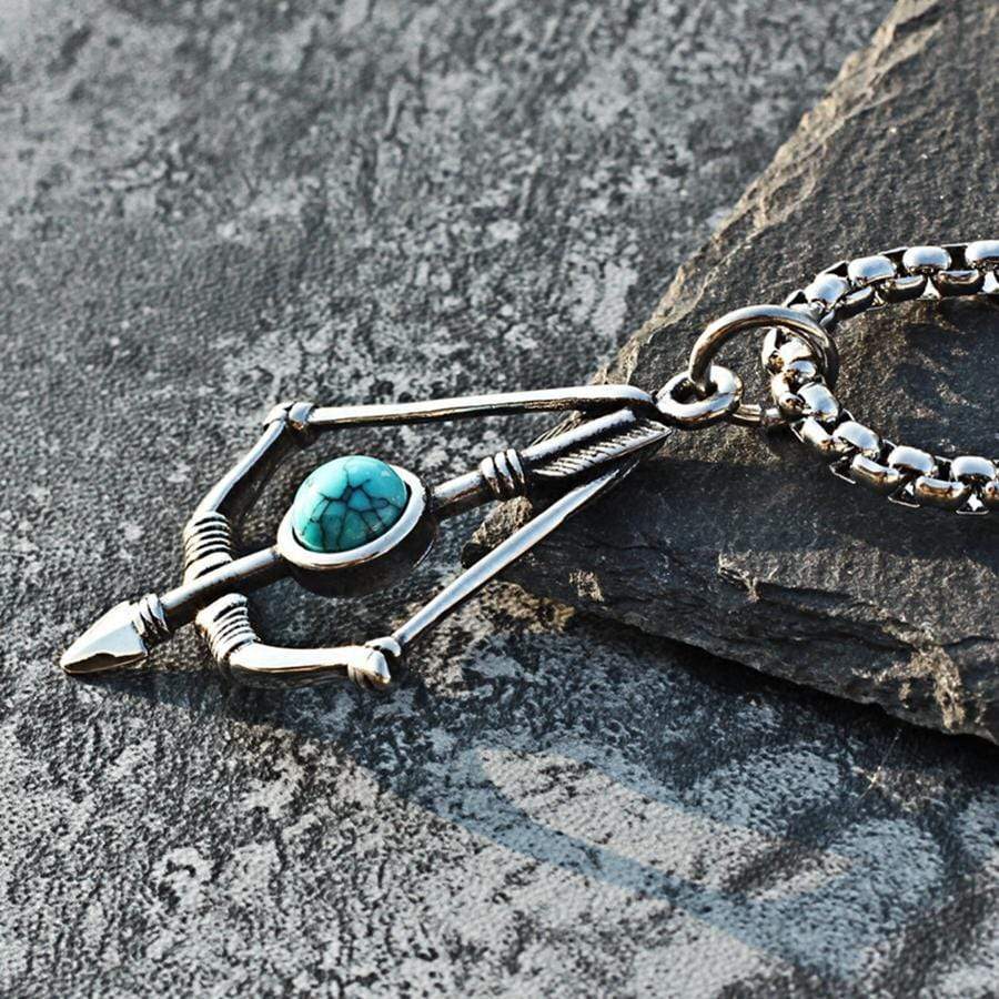 COLGANTE DE ACERO INOXIDABLE ARCO Y FLECHA TURQUESA