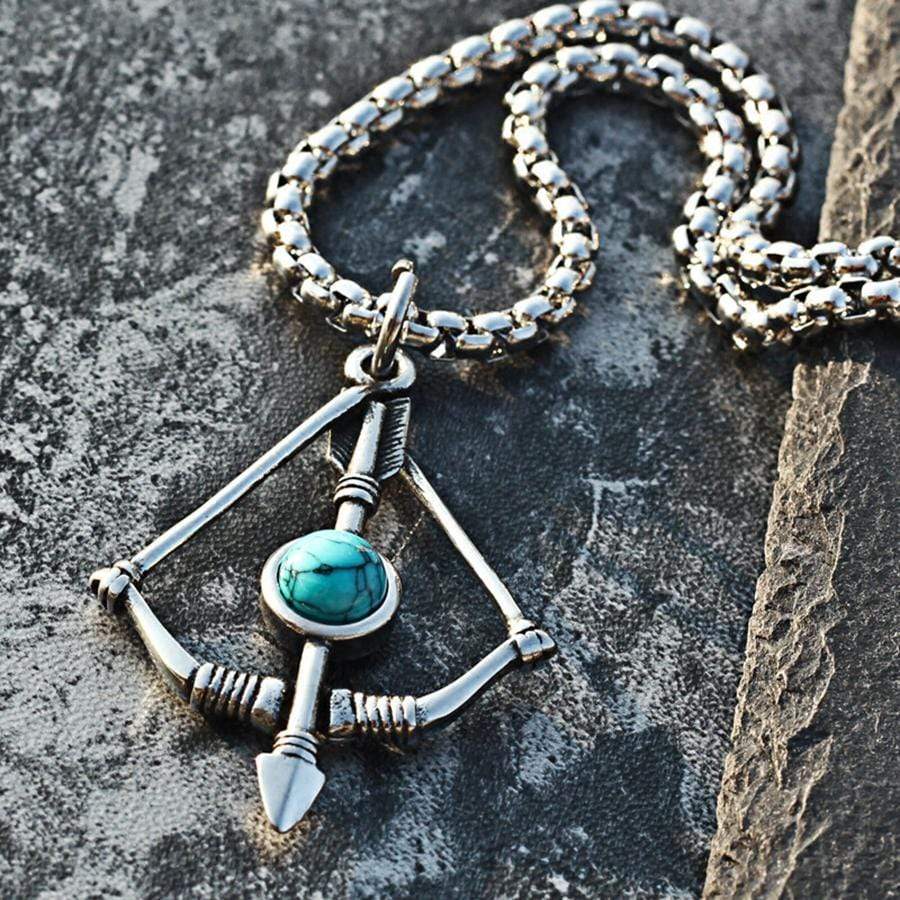 COLGANTE DE ACERO INOXIDABLE ARCO Y FLECHA TURQUESA