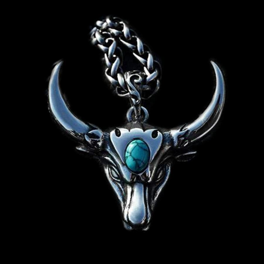 BULL'S HEAD STONE STAINLESS STEEL PENDANT