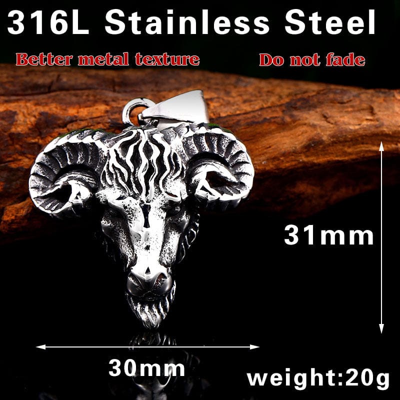 IRON WARRIOR SHEEP'S HEAD STAINLESS STEEL PENDANT