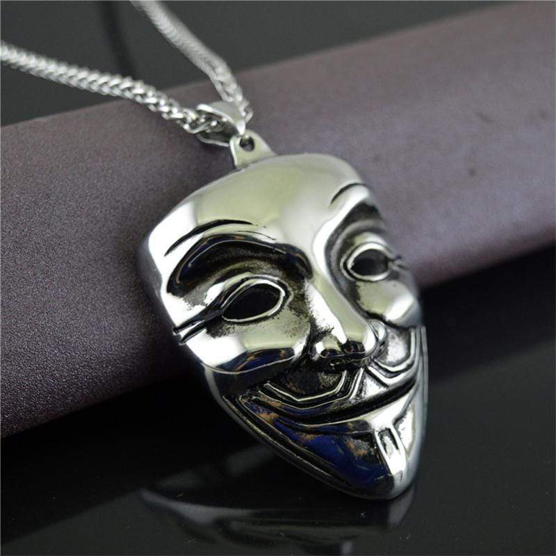 V FOR VENDETTA SMILEY MASK STAINLESS STEEL PENDANT