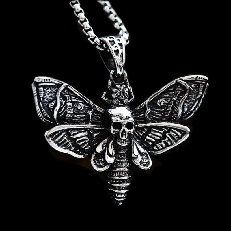 VINATGE DEATH SKULL BUTTERFLY STAINLESS STEEL PENDNAT