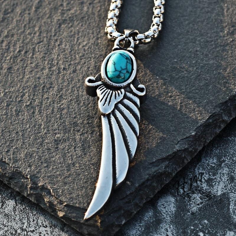 WING GEMSTONE STAINLESS STEEL PENDANT