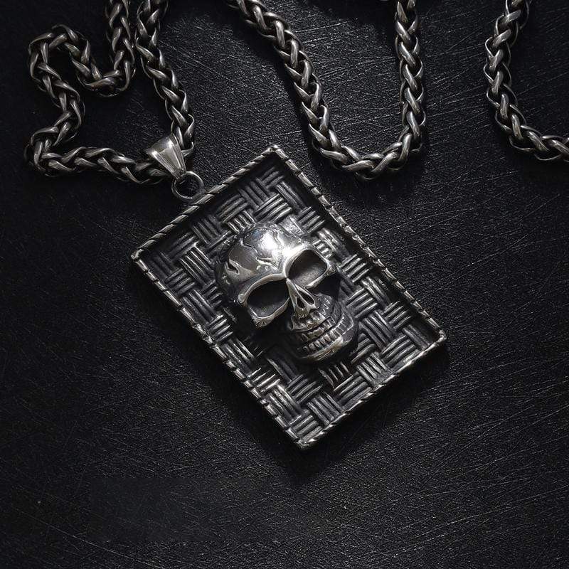 PUNK RETRO TOTENKOPF EDELSTAHL ANHÄNGER