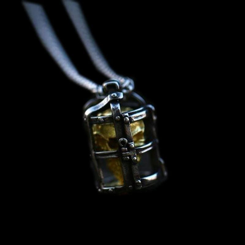 PUNK SKULL LANTERN STAINLESS STEEL PENDNAT