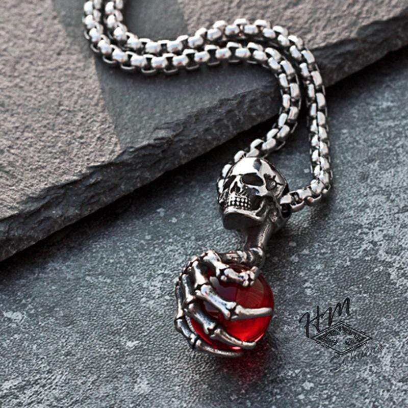 RETRO SKULL CLAW GEMSTONE PENDANT